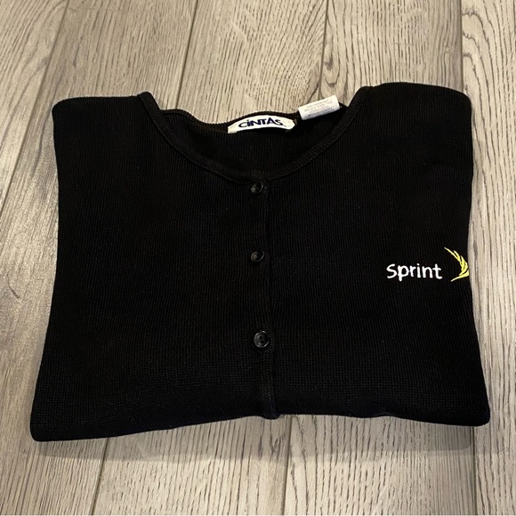 Sprint Cintas Cardigan Women’s Size L Black Knit Button Down Employee Sweater - Picture 15 of 15